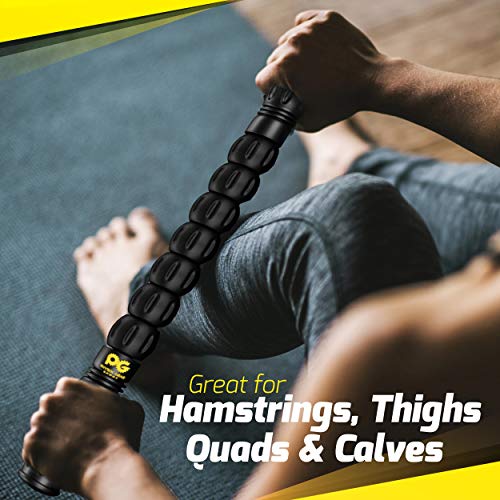 Physix Gear Roller Stick - Muscle Roller Massage Stick for Legs, The Stick Massage Roller for Deep Tissue Massaging Stick for Athletes, Physical Therapy Muscle Roller, Recovery Stick Roller - color: Black