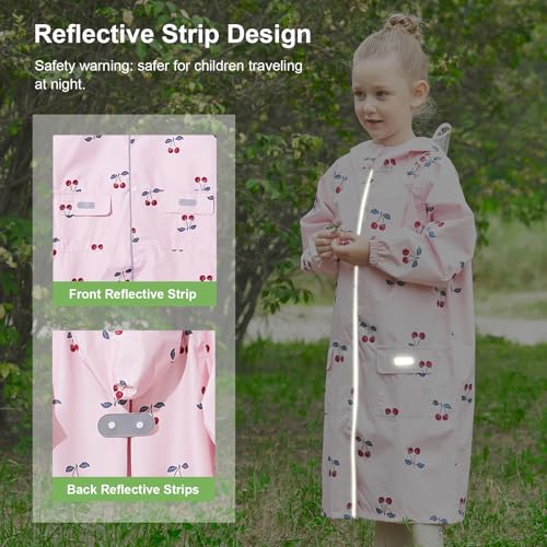Toddler Kids Raincoat Boys Girls Rain Jacket Waterproof Rain Poncho Reusable Outwear Rainwear Rain Suit - color: Cherry, size: 4-6 Years