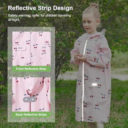 Toddler Kids Raincoat Boys Girls Rain Jacket Waterproof Rain Poncho Reusable Outwear Rainwear Rain Suit - color: Cherry, size: 4-6 Years