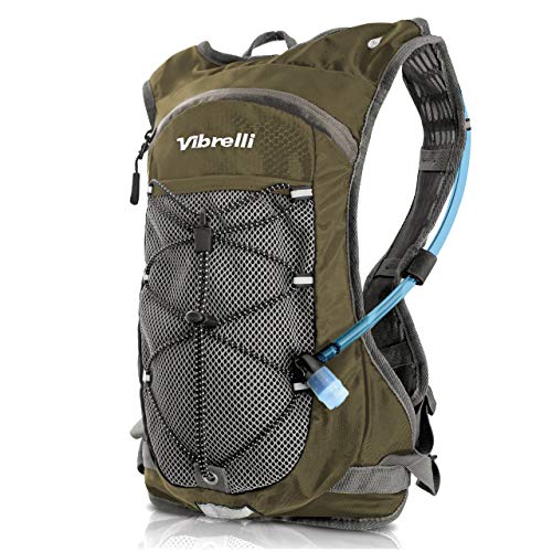VibrelliVibrelli Hydration Backpack & 2L Hydration Bladder - High Flow Bite Valve - Hydration Pack for Cycling, Running, Hiking - color: Green