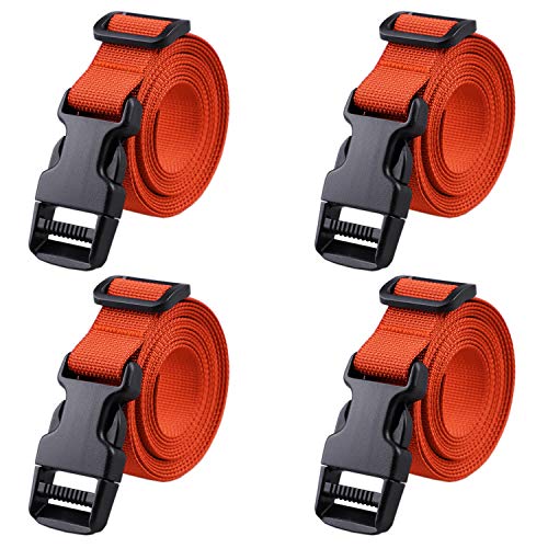 MAGARROW 78" x 1" Strap Buckle Packing Straps Adjustable 1-Inch Belt - color: Dark orange 6.5 feet Long (4-PCS)