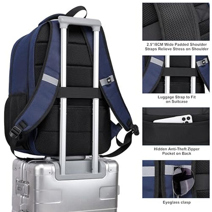 CAFELE Laptop Backpack 17.3 Inch Computer Backpack Daypack Water-Repellent Laptop Bag with USB Charging Port for Business/School/Travel/Women/Men (Blue, 17.3 Inches) - color: Blue