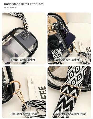 Clear Bag for Stadium Events Clear Purses for Women Stadium, Clear Sling Bag Clear Bag Stadium Approved, Back Pack Crossbody Bags for Women Men (Grey) - color: Grey