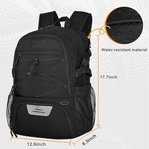 Goloni Soccer Backpack,Basketball Backpack with Ball Compartment & Shoe Compartment,Backpack for Basketball,Soccer - color: Black