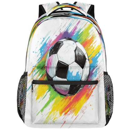 Colorful Soccer Ball Womens Travel Backpack | 15.6 Inch Laptop Backpack, Lightweight Casual Daypack, Water Resistant, Cute Work Backpacks, Large Capacity - color: Multicolor5
