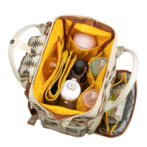 Montana West Wrangler Diaper Bag Backpack Aztec Callie Bag Travel Backpack Purses Western Multi-Function Baby Bags for Mom - color: 3pcs Off White