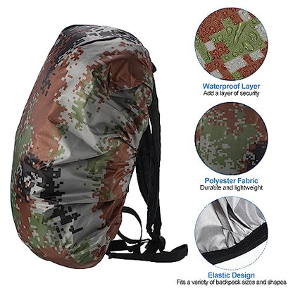 20-28L Waterproof Rucksack Cover, Non-Slip Backpack Rain Cover for Travel, Hiking, Camping, Climbing, S, Digital Camo