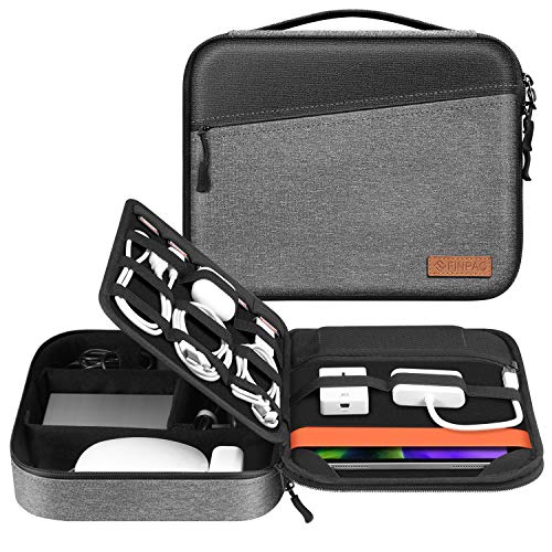 FINPAC Electronic Organizer Bag, Portable Accessories Storage for Cable/Cord/Charger/USB/SD Card, Portfolio Tablet Sleeve Carrying Case for iPad Air 13", 11th/10th, Pro 13"/12.9"/11"/10.2"