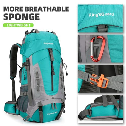 King'sGuard 60L Hiking Backpack for Men and Women Lightweight Camping Hiking Backpack with Rain Cover Large Waterproof Travel Backpack Backpacking Pack (Lake Blue) - color: Lake Blue