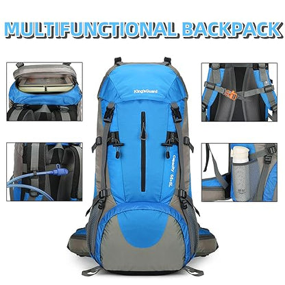 70L Camping Hiking Backpack with Rain Cover Waterproof Backpacking Backpack for Hiking Treeking Climbing Outdoor - color: Blue