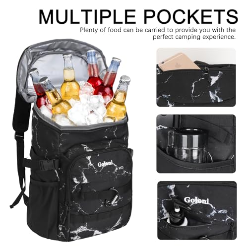 Cooler Backpack Insulated Leak Proof,Small Soft Coolers Bag for Men and Women Camping,Travel,Beach,Hiking,Picnic - color: Black Marble