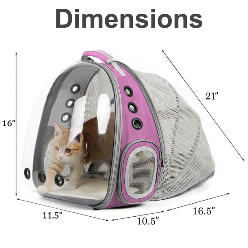 Back Extension Cat Travel Carrier Backpack (Pink, Clear Window) - color: Pink