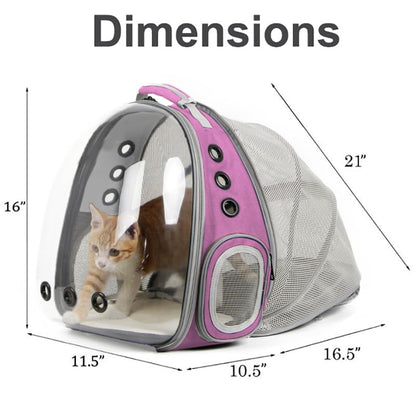 Back Extension Cat Travel Carrier Backpack (Pink, Clear Window) - color: Pink