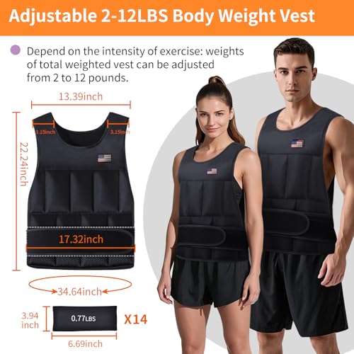 Wolliwa Adjustable Weighted Vest for Men Women,2-30 Lbs Adjustable Weighted Vest with Straps Womens Running Weight Vest for Walking Strength Training Fitness - size: Adjustable 2-12 Lbs