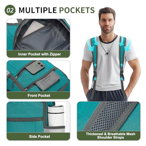 20L Lightweight Hiking Daypack, Foldable Travel Packable Backpack for Men Women for Cycling Camping Outdoor (Green) - color: Green