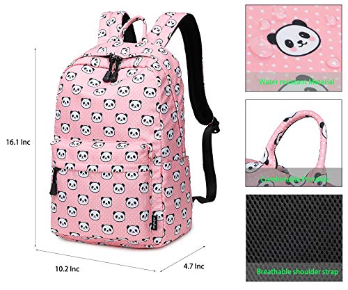 abshoo Lightweight Cute Panda Backpacks for Girls School Backpacks With Lunch Bag (Panda Pink Set) - color: 3pc Panda Pink