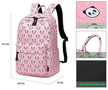 abshoo Lightweight Cute Panda Backpacks for Girls School Backpacks With Lunch Bag (Panda Pink Set) - color: 3pc Panda Pink