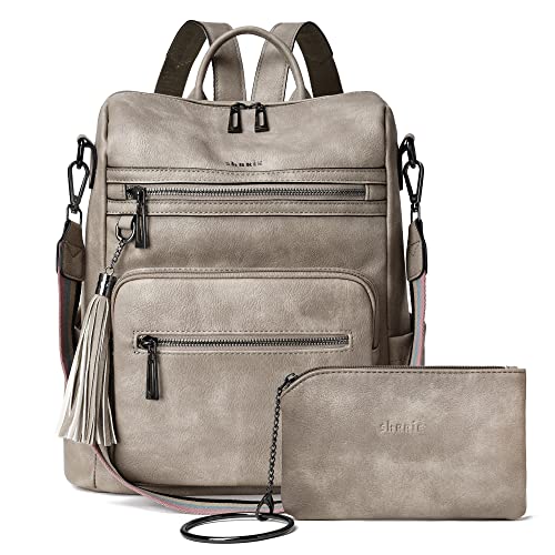 Shrrie Backpack Purse for Women Leather Backpack Fashion Designer Travel Backpack Convertible Shoulder Bag - color: 2-3-two-toned Gray