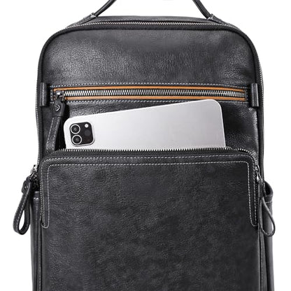 Men's new business leather minimalist computer bag waterproof travel bag men's commuting backpack