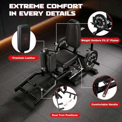 JELENS HA01 Hip Abductor Machine, Abduction Adduction Machine with Adjustable Resistance, Plate Loaded Inner and Outer Thigh Trainer for Home Gym - size: 90LB Black Weights Package