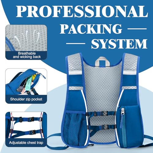 Hydration Backpack with 2L Water Bladder Bag, Lightweight and Breathable Running Vest for Men, Adjustable Chest Straps Water Pack for Cycling Hiking Climbing Outdoor - color: Blue