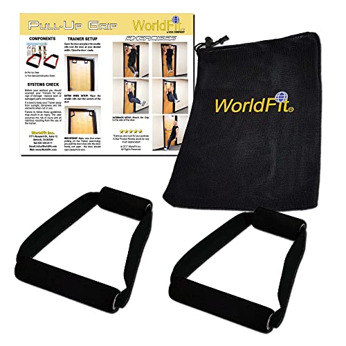 WorldFit Crazy-8 Pull-Up Grips and ISO Trainer for Door in Home, Office and Hotel, Portable Gym in a Bag (Black)