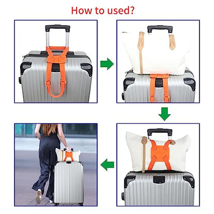 Luggage Straps Bag Bungees add a Bag, Luggage Bungee for suitcases Elastic Strap Belt- 2 Pack (Orange-2) - color: Orange-2