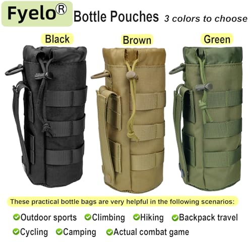 Tactical MOLLE Bottle Pouch Bag, Travel/Sprots Molle Water Bottle Holder with Drawstring Open Top and Mesh Bottom - color: Green