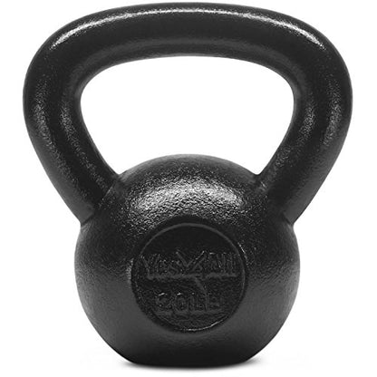 Yes4All Kettlebell Sets, 5 - 10 - 15 - 20 - 25 - 30 LB Cast Iron Strength Training Kettlebells, Wide Handles & Flat Bottom, Multi-Level from Beginners to Pros for Strength Training & Home Gym - color: B. 15 - 20 lbs