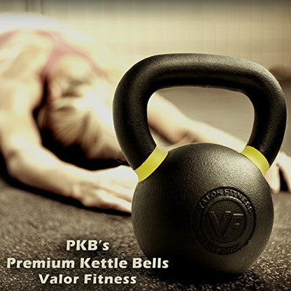 Valor Fitness Premium Cast Iron Kettlebells Powder Coated Kettle Bell Weights - Includes LB and KG Weight - color: D: 25LB
