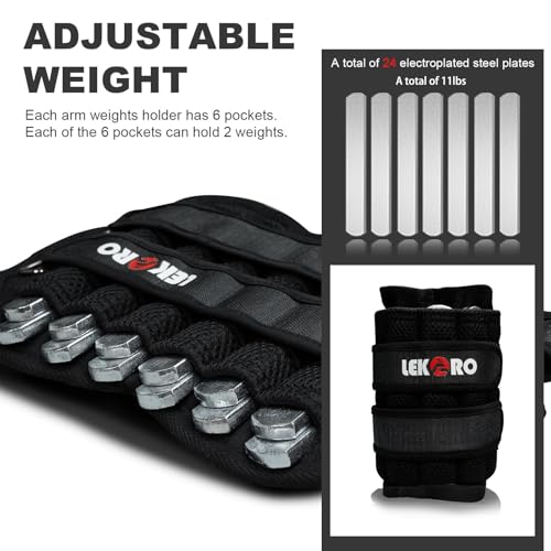 Ankle Weights Wrist Weights for Men Women, 1 Pair Adjustable Removable Steel Weighted Plates Arm Leg Weights for Walking Running Pilates, Fitness Weights - color: Adjustable Ankle Weights 11 LBS