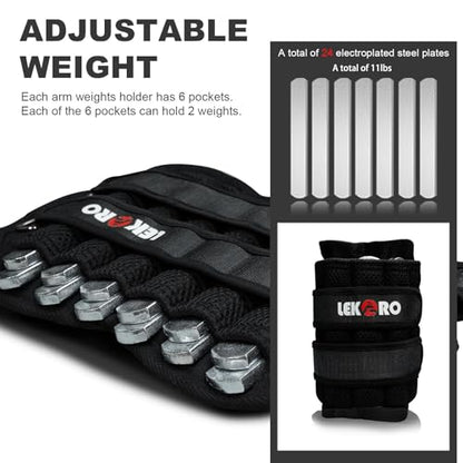 Ankle Weights Wrist Weights for Men Women, 1 Pair Adjustable Removable Steel Weighted Plates Arm Leg Weights for Walking Running Pilates, Fitness Weights - color: Adjustable Ankle Weights 11 LBS