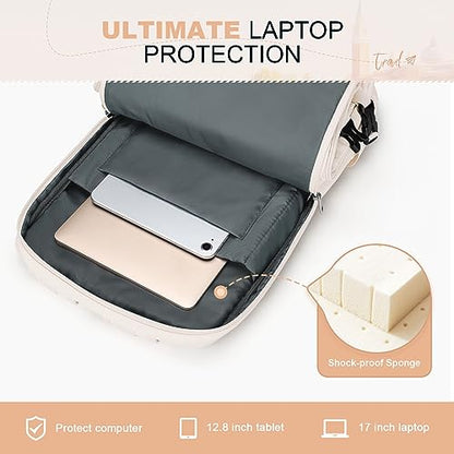 Maelstrom Travel Backpack for Men Women, 17.3" Laptop with Shoe Compartment (Beige, Large-Upgrade) - color: Beige, size: A.17.3 inch-Upgrade