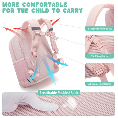 NOL Natural Organic Lifestyle Kids Backpack, School Backpacks for Teens Girls Boys, School Bookbag with Pencil Bag & Reflective Stripe for Elementary School - Pink - color: Pink