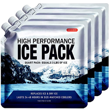 Reusable Ice Packs for Coolers Long Lasting Gel Freezer Packs for Lunch Bags Cooler Backpack Lunch Box for Camping & Picnics (9.8"x9.8"x4P) - size: Medium-4pk