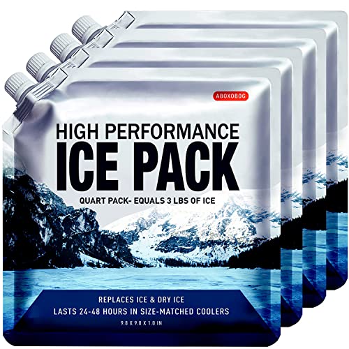 Reusable Ice Packs for Coolers Long Lasting Gel Freezer Packs for Lunch Bags Cooler Backpack Lunch Box for Camping & Picnics (9.8"x9.8"x4P) - size: Medium-4pk