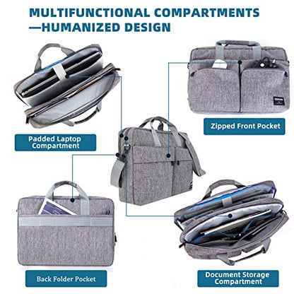 KINGSLONG 17.3 inch Laptop Briefcase Bag, Laptop Shoulder Bag for Men Women, Water Resistant Business Crossbody Bag with Shoulder Strap, Computer Bag for Asus Acer Dell Thinkpad, Grey - color: Grey