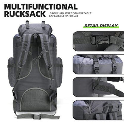 King'sGuard 100L Camping Hiking Backpack Molle Rucksack Military Camping Backpacking Daypack - color: Grey