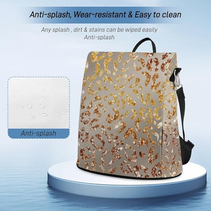 Women Fashion Backpacks Grey Gradient Leopard Print Handbags for Women Anti Theft Fashion Back Pack Shoulder Bag - color: Grey Gradient Leopard Print, size: No Custom
