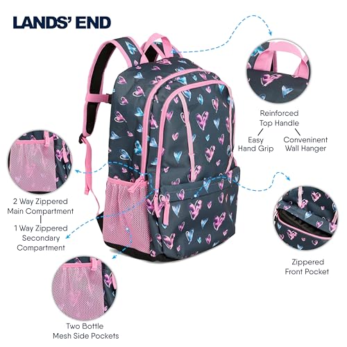 Lands' End Unisex Kids Large ClassMate Lightweight Durable Elementary School Backpack, Hot Pink - color: Hot Pink