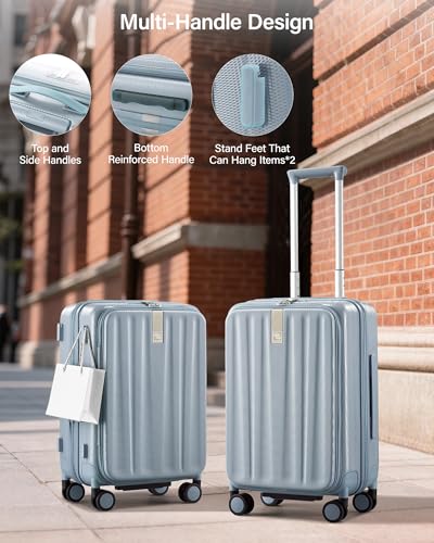Hanke 20 Inch Expandable Carry On Luggage Airline Approved Top Opening Hard Shell Suitcases with Wheels Lightweight Travel Luggage Carry On Suitcase for Woman Men-Grey - color: Grey, size: 20 Inch Expandable