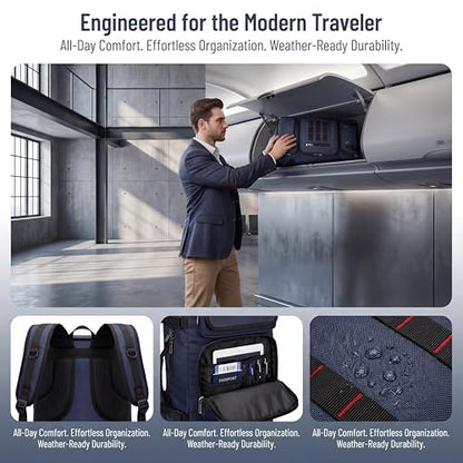 Travel Backpack with Shoe Compartment, Large Carry On Laptop Backpack, Water Resistant Weekender Bag for Men Women (Blue, Blue) - color: Blue