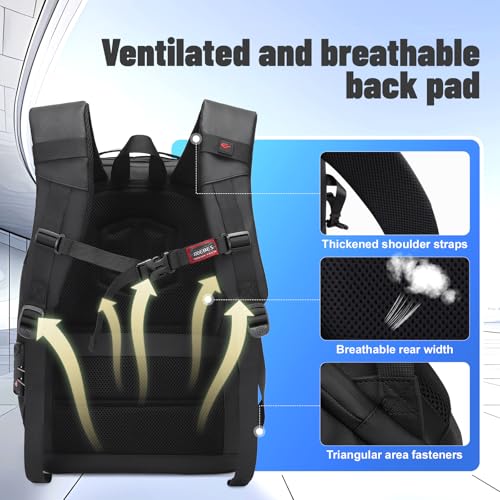 Expandable Business Laptop Backpack,180° Full Open TSA Friendly Travel Bag,15.6 inch Slim Commuter Backpack with USB Port,Water Resistant Professional Office Daypack,Black - color: Black-3