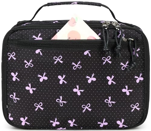 LEDAOU Lunch Box Kids Insulated Lunch Bag Girls Boys Toddler Reusable Lunchbox for School Picnic Hiking (Purple Bow) - color: Purple Bow