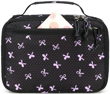 LEDAOU Lunch Box Kids Insulated Lunch Bag Girls Boys Toddler Reusable Lunchbox for School Picnic Hiking (Purple Bow) - color: Purple Bow