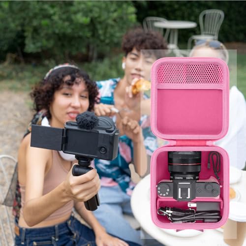 Camera Case for VJIANGER/VETEK/NIKICAM/Yatao 4K Vlogging Camera,Carrying Case Holder for 4K Vlogging Camera and Accessories(Pink Case) - color: Pink Case