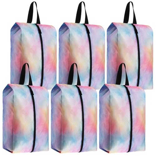 6 Pcs Travel Shoe Bags with Zipper Nylon Portable Waterproof Suitcase Shoe Organizer Packing for Golf(L,Watercolor) - color: Watercolor, size: L