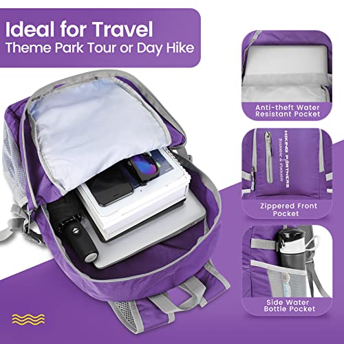 ZOMAKE Lightweight Packable Backpack, 35L Light Foldable Hiking Backpacks Water Resistant Collapsible Daypack for Travel(Purple) - color: Purple
