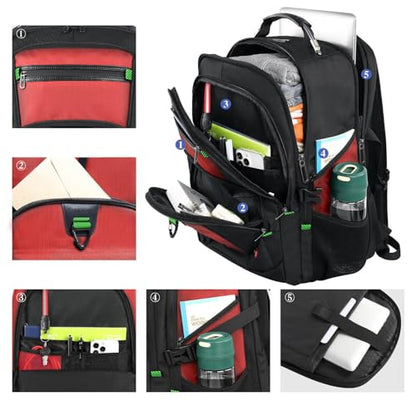 Z-MGKISS 52L Extra Large Laptop Backpack, Long-Term Durability Travel Computer Bag, TSA-Approved Business Rucksack for Men Women, Heavy Duty Rucksack Bag Backpack Fits 17.3 Inch Laptop &Notebook,Red - color: Red, size: 17.3 Inch (20''x15''x10'')