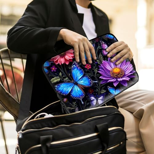 Laptop Sleeve with Handle 15.6 Inch, Waterproof Laptop Case Bag, Butterfly Flowers Pattern Design Computer Sleeve Compatible with MacBook Air, Pro, HP, Dell, Lenovo, ASUS - color: Butterfly Flowers, size: 15inch(15-15.6")